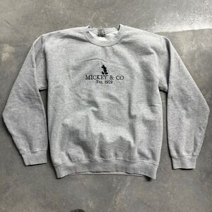 Disney Mickey & Co Est 1928‎ Gray Embroidered Crewneck Sweatshirt Mens Medium